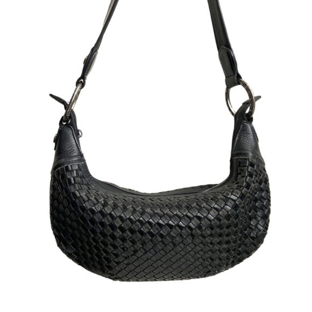 Brighton black woven leather hobo bag